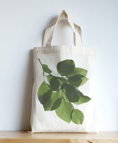 Image of mini tote featuring a beech leaves photographic print