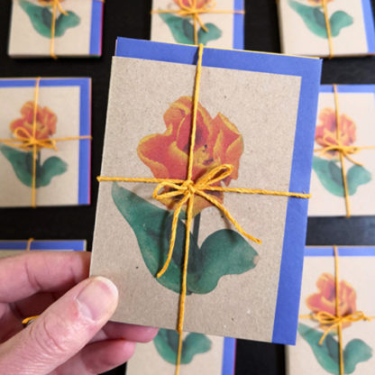 Image of set of note cards featuring tulips