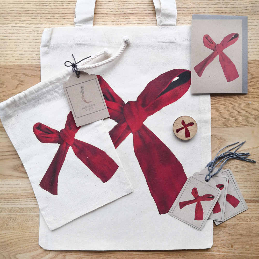 Red ribbon Christmas gift wrap set – Helena Lee Studios