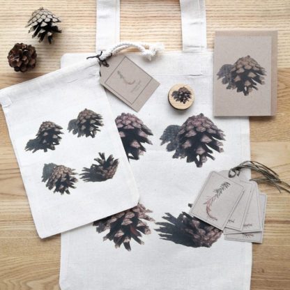 Winter botanicals gift wrap set including eco-friendly note cards, gift tags, gift bags